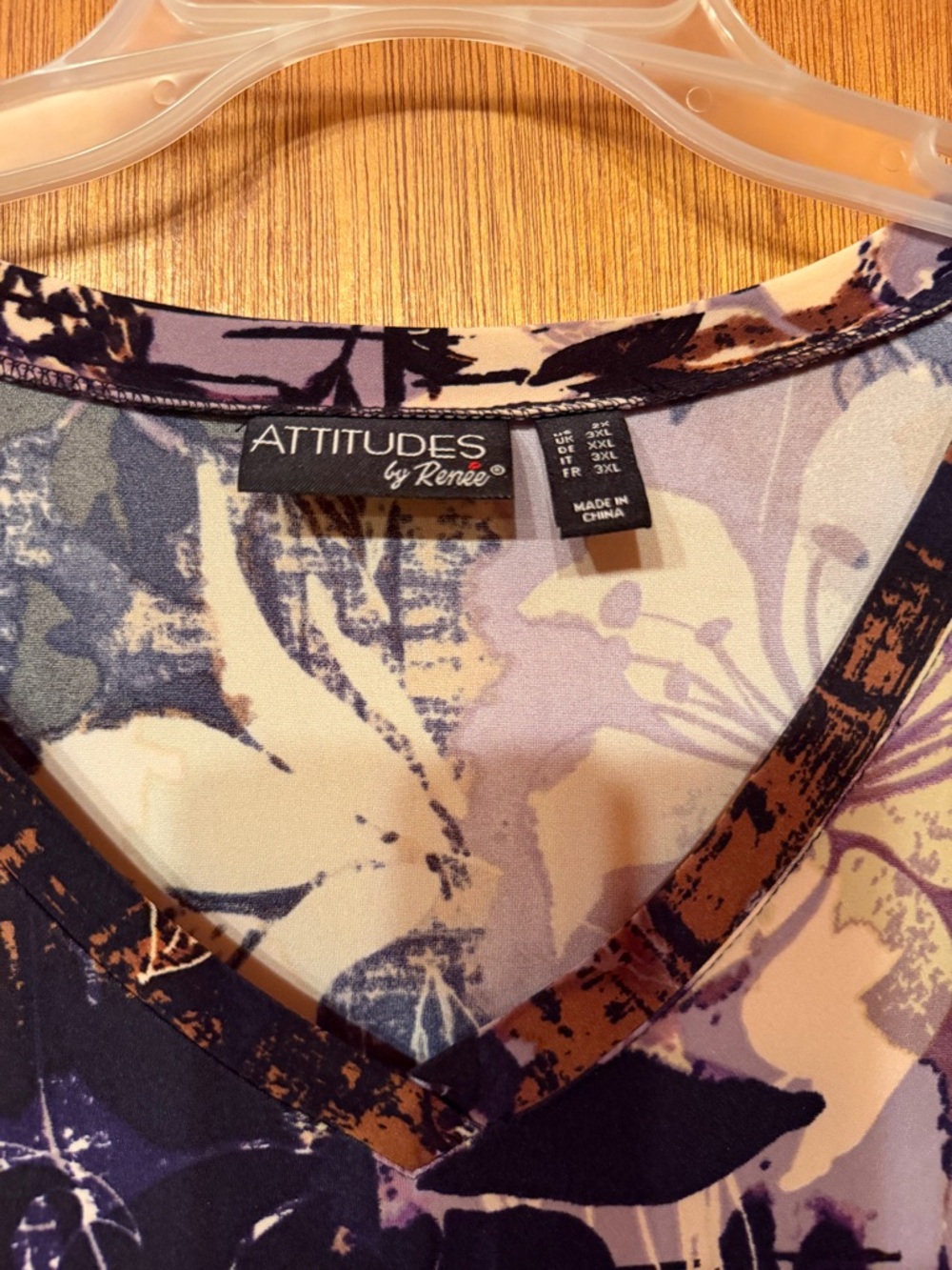 Attitudes by Renee Purple and Cream Floral V-Neck Maxi Dress - Picture 3 of 3